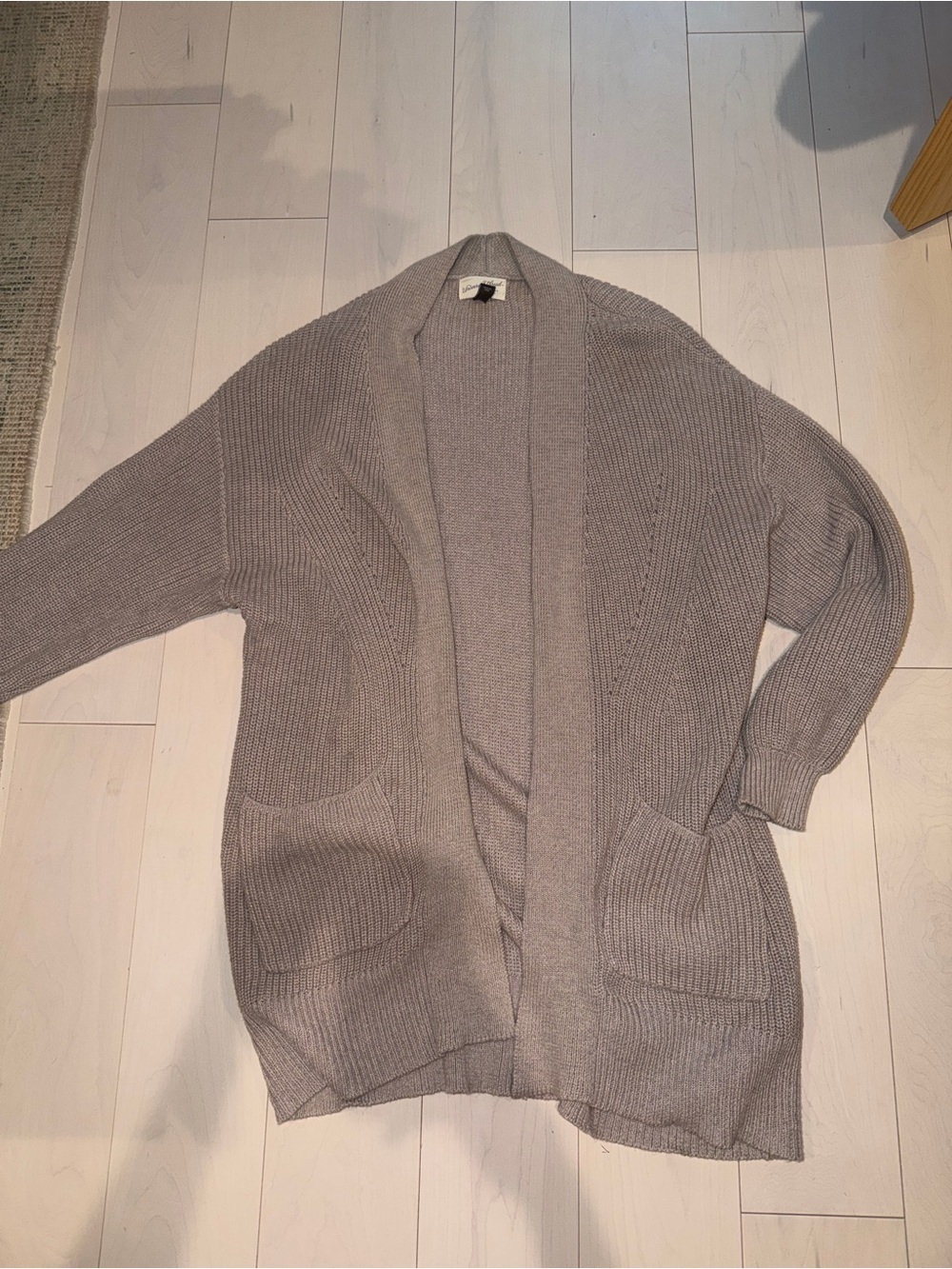 Universal Thread Taupe Open-Front Ribbed Cardigan